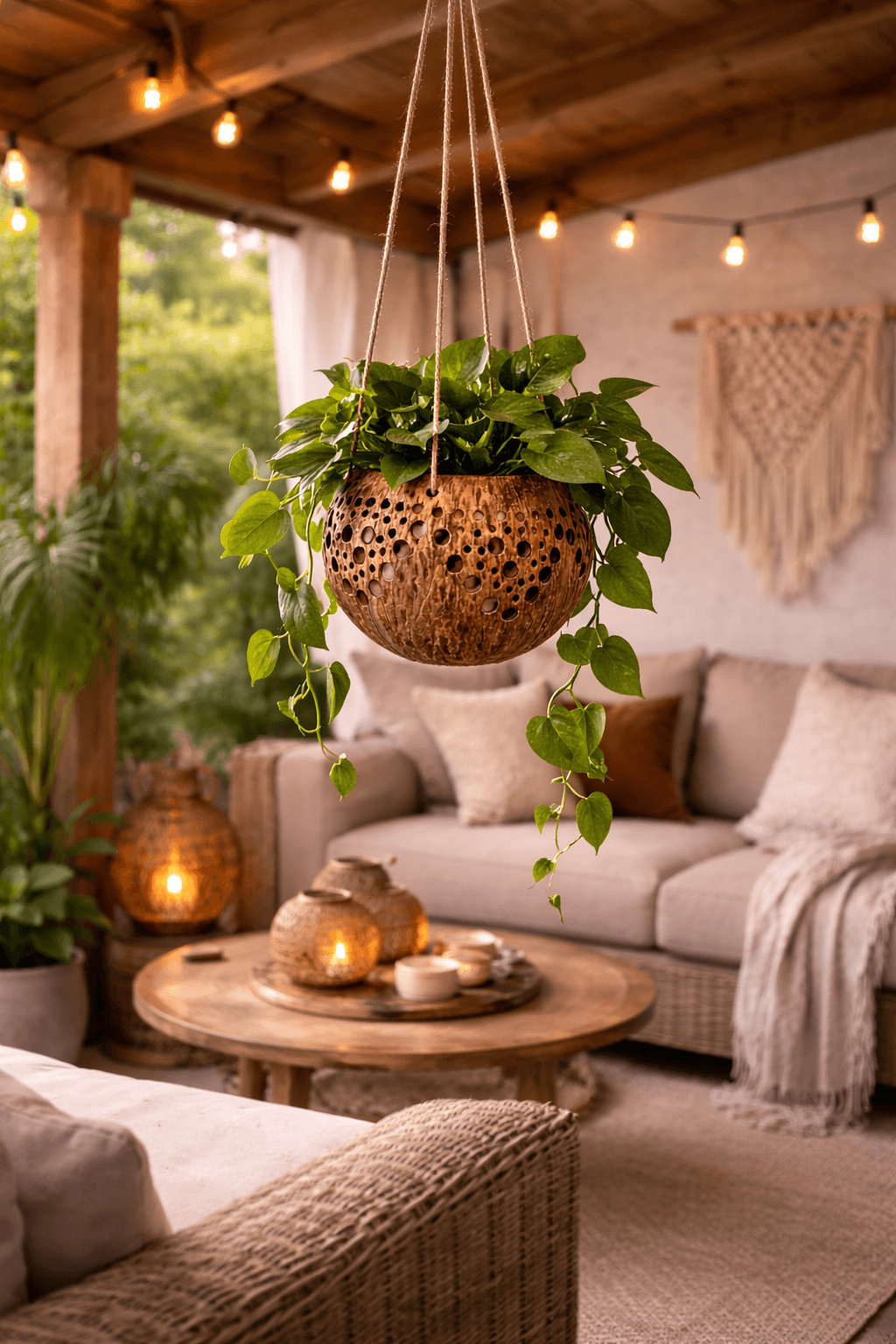 Plantenhanger van kokos - Afbeelding 2