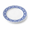 Blauw-wit keramisch dinerbord van 19 cm met decoratief patroon langs de rand.