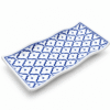 Thaise rechthoekige keramieken schaal van 26 cm met blauw-wit patroon op een witte achtergrond.