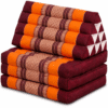 Thaise driehoeksmatras 78 cm bordeaux oranje met Moon Kwan patroon en rugleuning