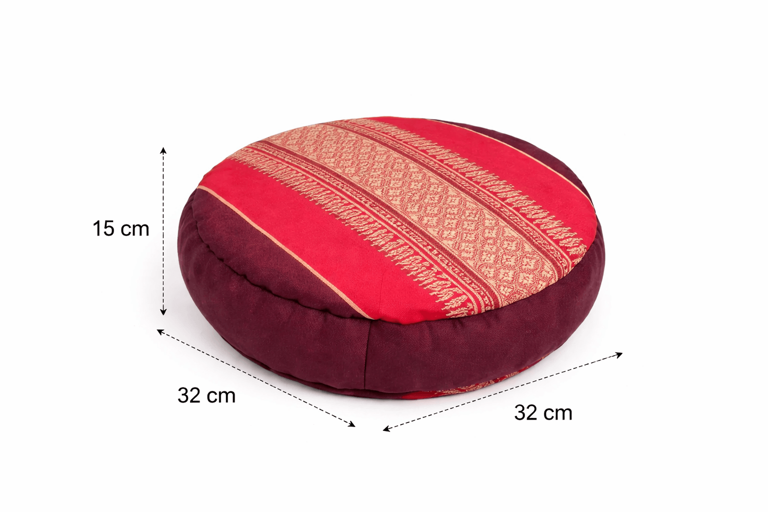 thais meditatiekussen rond rood bordeaux 32x15 cm kapok yoga meditatie zitkussen