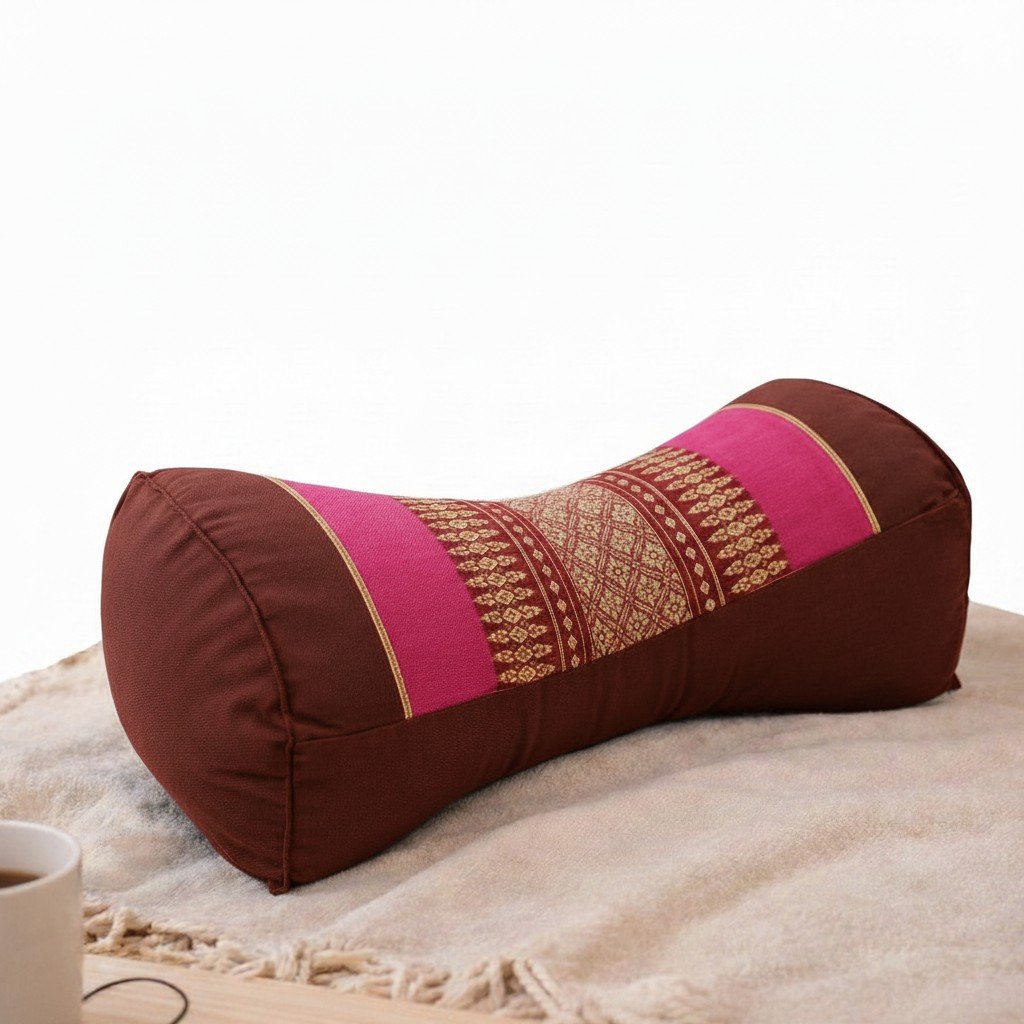 Thais kussen bone roze-bordeaux rood op witte achtergrond