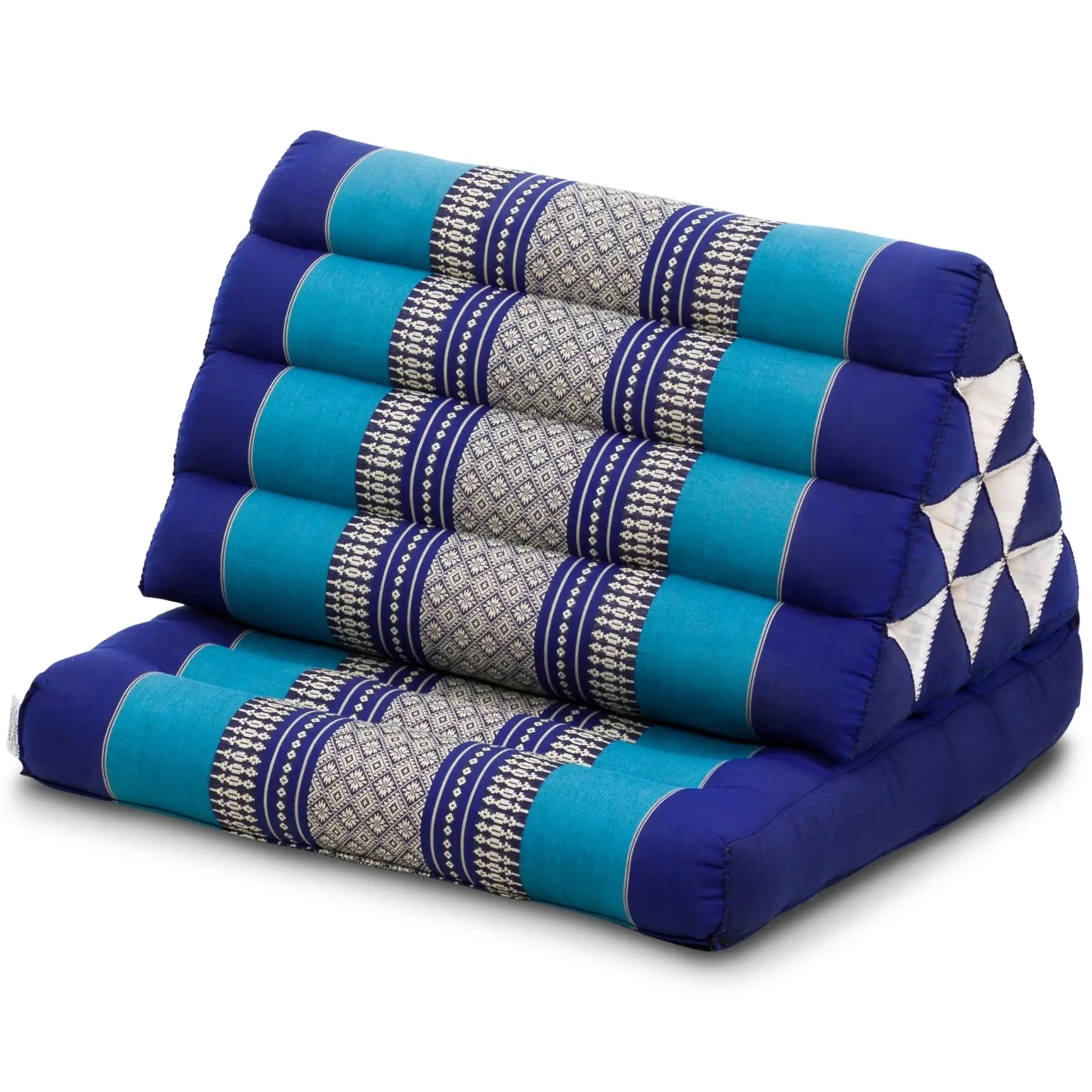 Thaise driehoeksmatras 78 cm blauw donkerblauw met traditioneel patroon