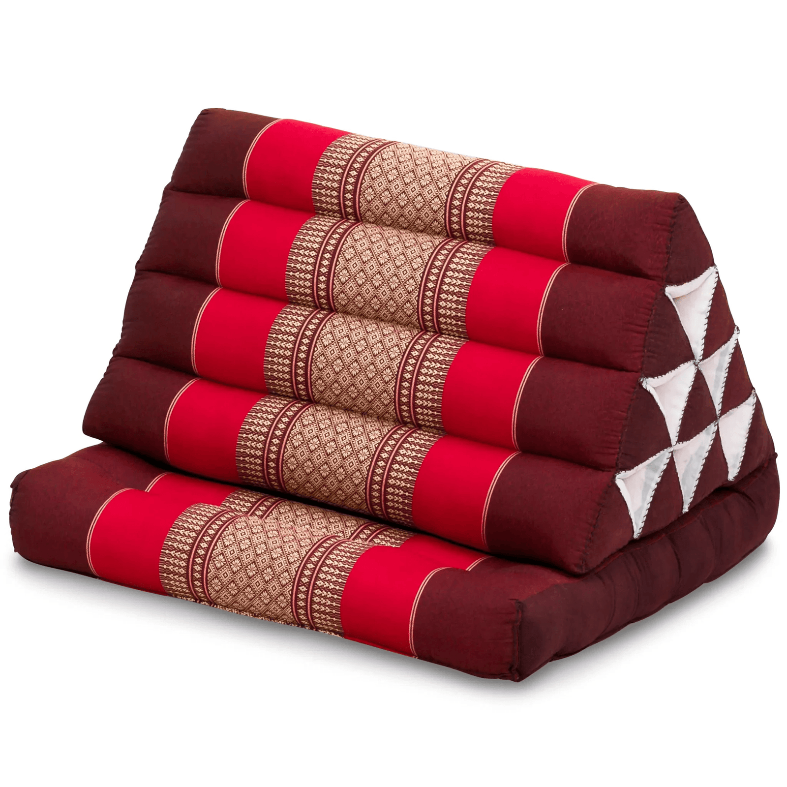 Thaise driehoeksmatras 78 cm bordeaux rood met rugleuning