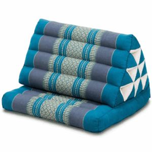 Thaise driehoeksmatras 78 cm turquoise grijs met rugleuning