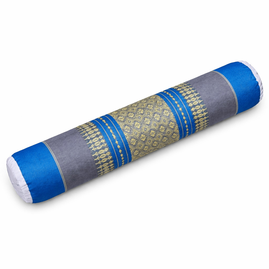 Thaise yoga rolkussen blauw/grijs patroon meditatiekussen