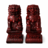 Set roodkleurige Chinese leeuwenwachters, traditionele feng shui tempelleeuwen decoratie