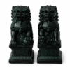 Set donkergroene Chinese leeuwenwachters, glanzende feng shui tempelleeuwen decoratie