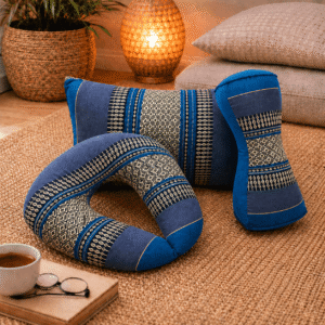 Meditatieset yogakussentjes blauw-grijs