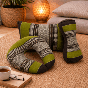 Meditatieset yogakussentjes groen-bruin