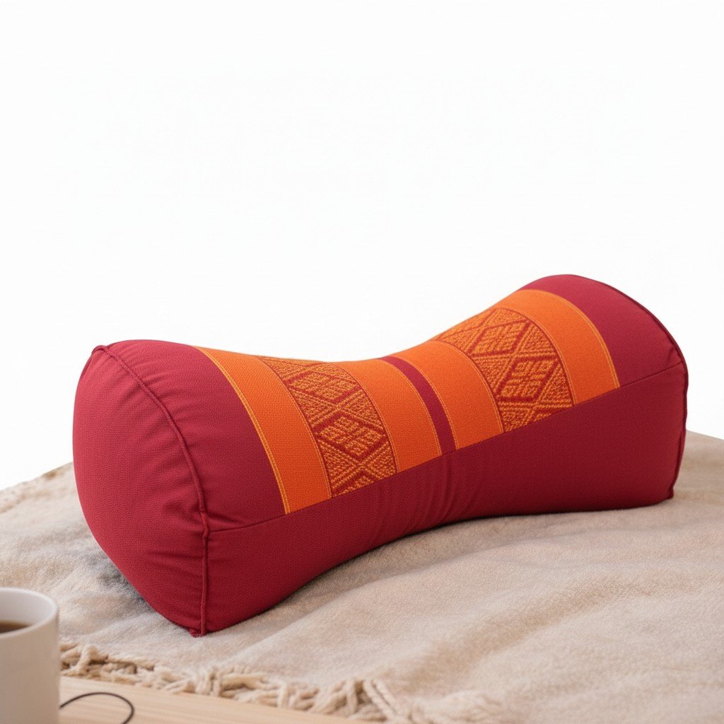 Thais kussen bone rood-oranje op witte achtergrond