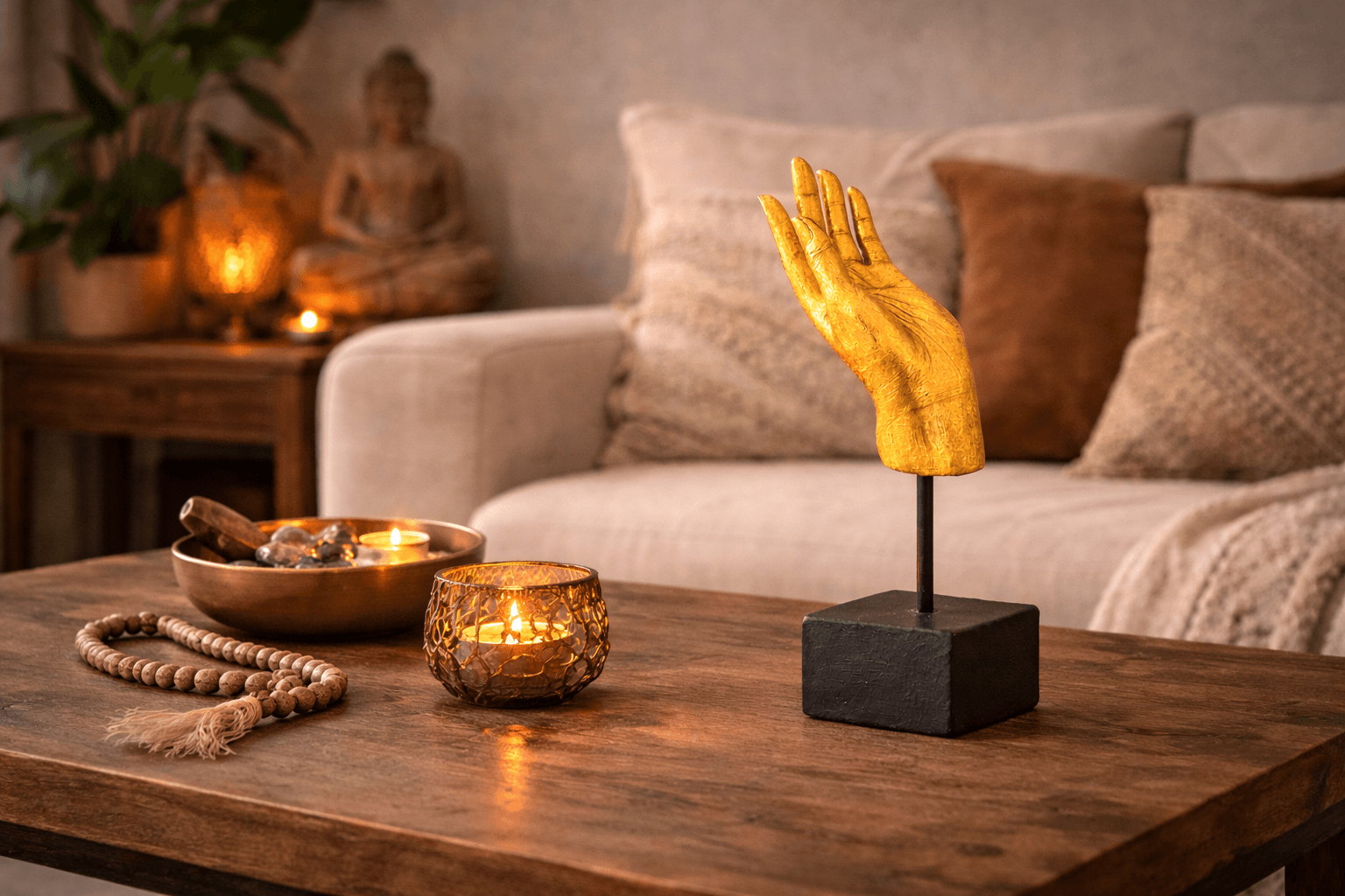 Hand of Boeddha goud 17 cm - Afbeelding 3