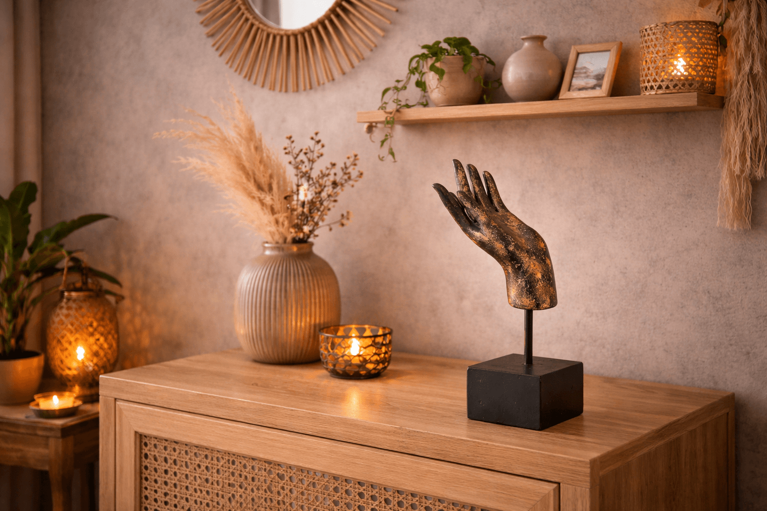 Hand of Boeddha zwart-goud 17 cm - Afbeelding 3