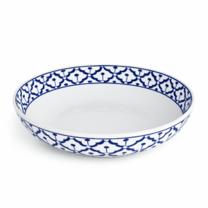 Diep BBQ bord Ø26 cm van keramiek, handgeschilderd in blauw-wit patroon