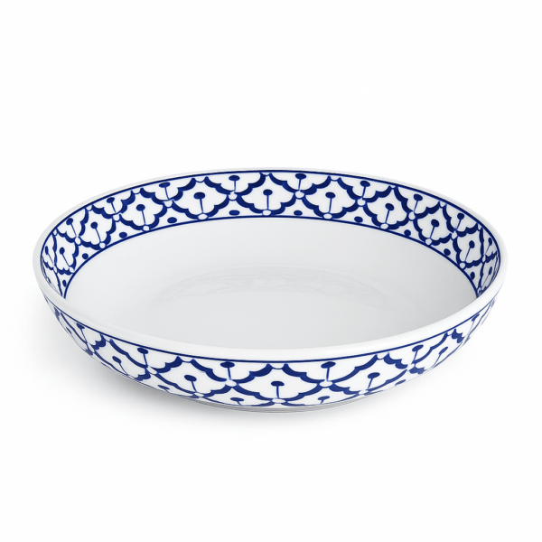 Diep BBQ bord Ø26 cm van keramiek, handgeschilderd in blauw-wit patroon