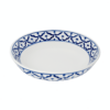 Ronde keramieken schaal met blauw-wit handgeschilderd patroon
