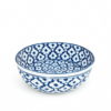Blauw-witte keramische salade- of serveerschaal met Thais patroon, doorsnede 27 cm, handgeschilderd.