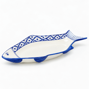 Visbord diep Wit-Blauw 38 cm