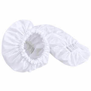 Witte hygiënehoezen voor Thaise kruidenstempels, gemaakt van zachte stof met elastische opening voor een hygiënische kruidenstempelmassage.