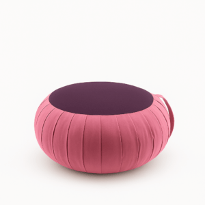 Zafu meditatiekussen in roze-paarse tint op witte achtergrond