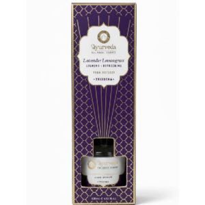 Ayurveda room diffuser Lavender Lemongrass verpakking vooraanzicht paars doosje