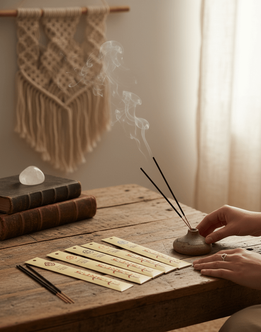 chakra-wierookstokjes-sfeer-meditatie-tafel