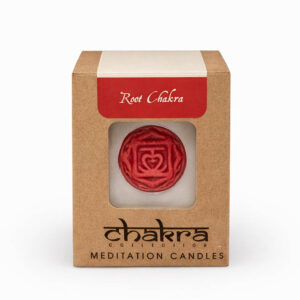 Root Chakra meditatiekaars in kraft doosje met rood chakra symbool – Chakra Meditation Candles sojakaars
