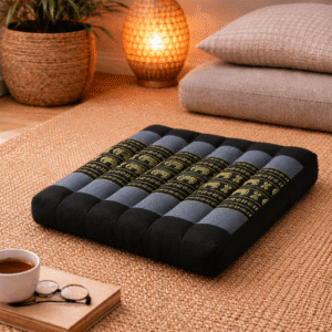 Thais zitkussen 38 cm - Grijs-zwart