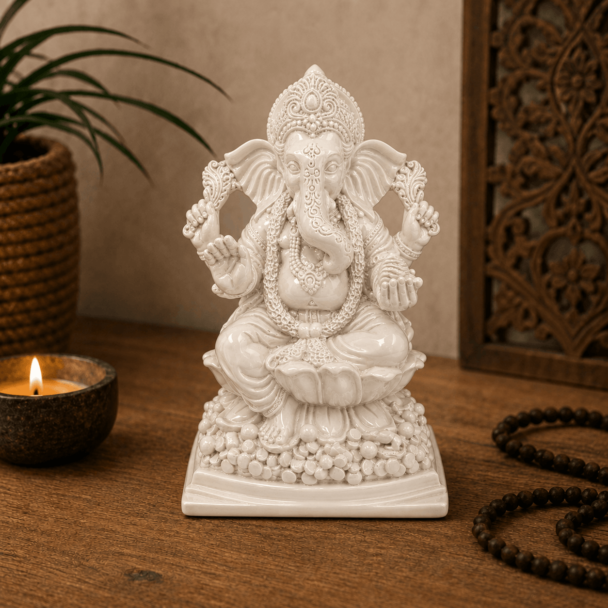 Ganesha Beeld Padma – Wit - Afbeelding 5