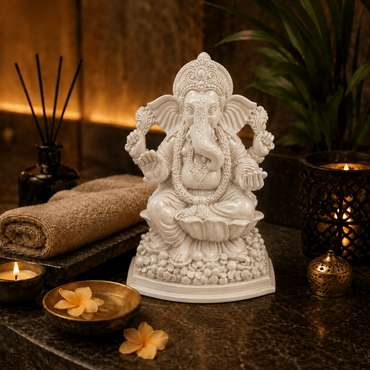 Ganesha Beeld Padma – Wit - Afbeelding 4