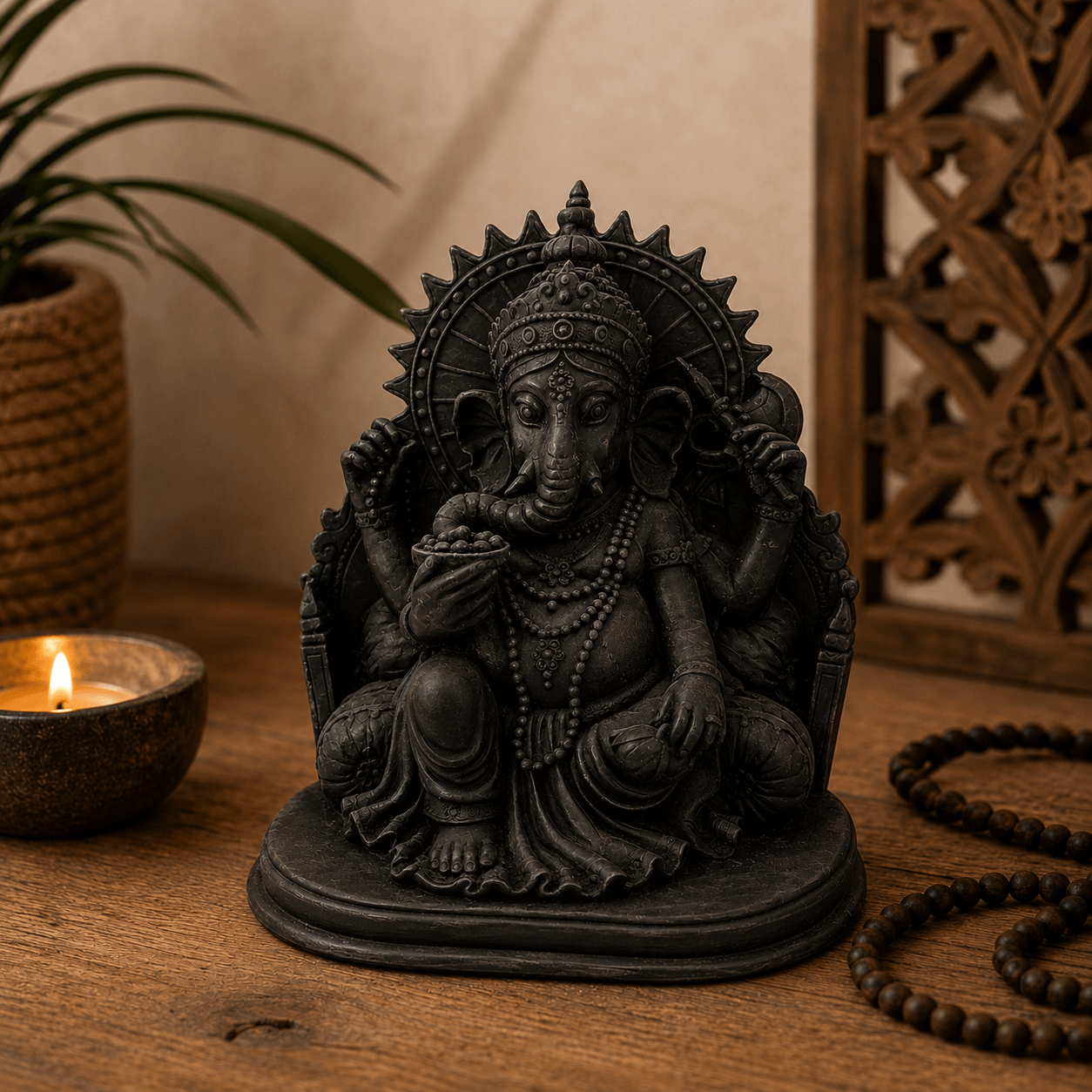 Ganesha Beeld Shakti – Donkerbruin - Afbeelding 5