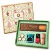 Open Song of India aromatherapie cadeauset Sandelhout met 12 wierookkegels, turquoise keramieken geurbrander, drie waxinelichtjes en een flesje aromaolie van 10 ml in een decoratieve geschenkdoos.